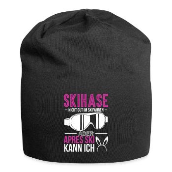 Apres Ski Skihase Wintersport Skihaserl Geschenk - Jersey-Beanie - Schwarz - Vorne