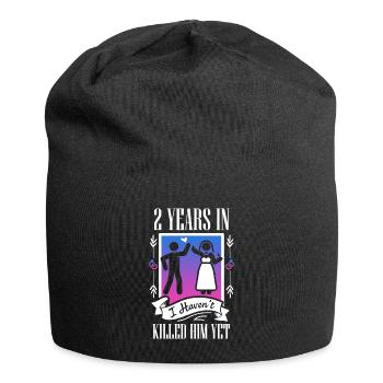 Couples Second Anniversary gift, 2nd Wedding - Jersey Beanie - black - Front