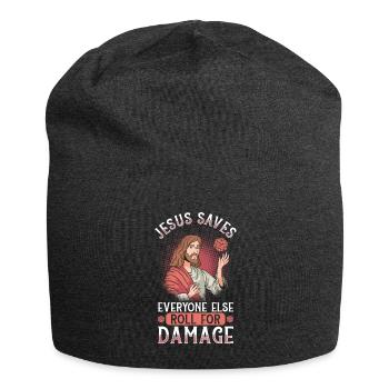 Jesus Saves Everyone Else Roll For Damage - Jersey-Beanie - Anthrazit - Vorne