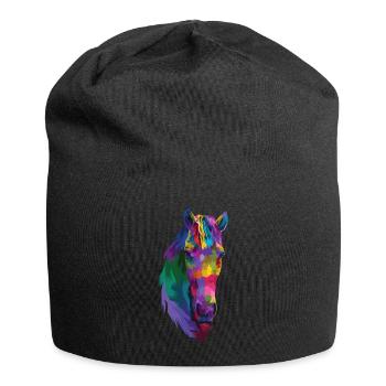 Idée cadeau de cadeau d'équitation douce de chevaux de cheval - Bonnet en jersey - noir - Devant