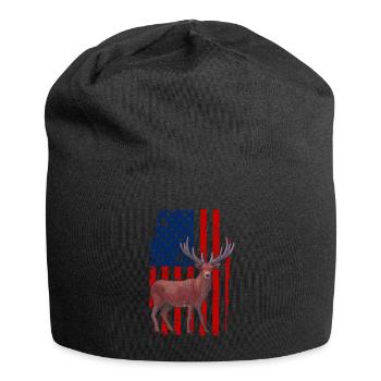 Drapeau américain Us Chevreuil Chasseur Camping - Bonnet en jersey - noir - Devant