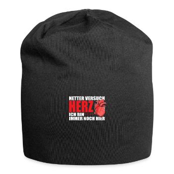 Lustiges Herzinfarkt Genesungsgeschenk - - Jersey-Beanie - Schwarz - Vorne