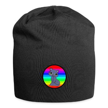 Cat in the cool background - Jersey Beanie - black - Front