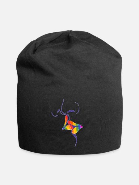 Arc-en-ciel, baisers, lèvres - Bonnet en jersey - noir