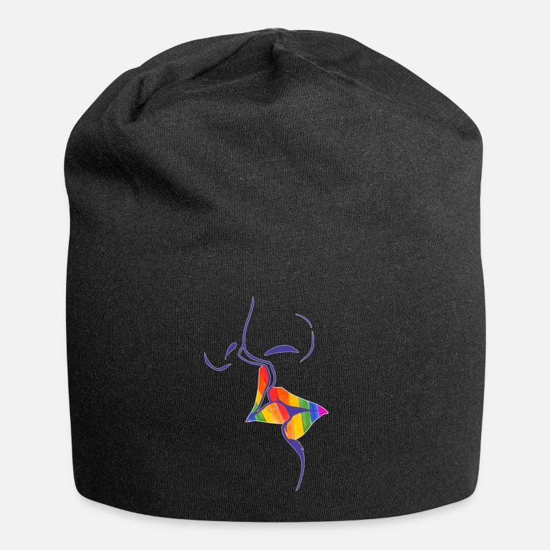 Arc-en-ciel, baisers, lèvres - Bonnet en jersey - noir