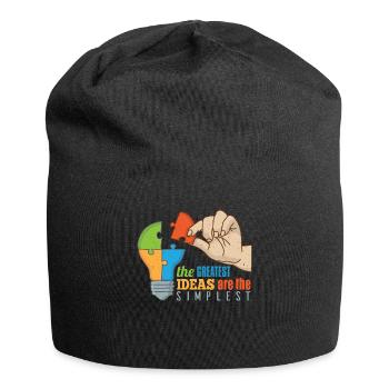 Die größten Ideen sind die einfachsten - Jersey-Beanie - Schwarz - Vorne