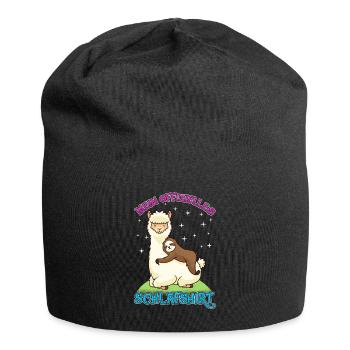 Alpaka Schalfshirt - Jersey-Beanie - Schwarz - Vorne