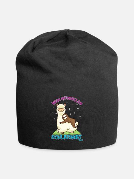 Alpaka Schalfshirt - Jersey-Beanie - Schwarz