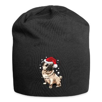 Weihnachts Mops für festliche Hundebesitzer - Jersey-Beanie - Schwarz - Vorne