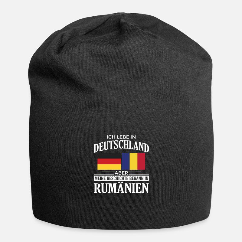 Geschichte Begann In Rumänien Heimat Rumäne - Jersey-Beanie - Schwarz