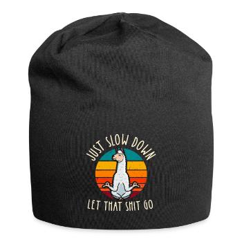 Sloth Yoga Just Slow Down Let that Shit Go lama - Jersey Beanie - black - Front