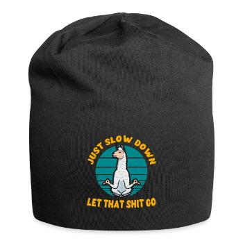 Sloth Yoga Just Slow Down Let that Shit Go lama - Jersey Beanie - black - Front