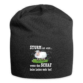 Schafe für einen Ostsee und Nordsee Urlauber - Jersey-Beanie - Schwarz - Vorne