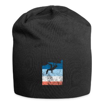 Klettern Bouldern Kletterer Bergsteigen Geschenk - Jersey-Beanie - Schwarz - Vorne