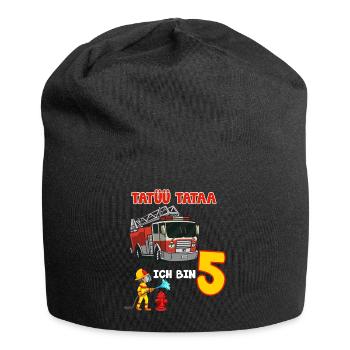 5 Geburtstag mit Feuerwehr für jeden 5 Jahre - Jersey-Beanie - Schwarz - Vorne