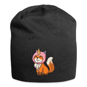 Fox kawaii unicorn hat unicorn rainbow - Jersey Beanie - black - Front