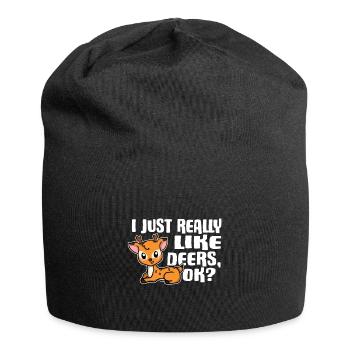 I Just Really Like Deer Ok Reh Geschenkidee - Jersey-Beanie - Schwarz - Vorne