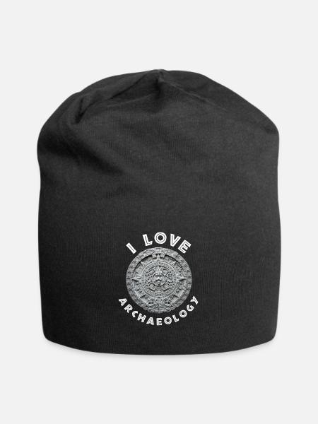 Ich liebe Archäologie Aztekenkalender - Jersey-Beanie - Schwarz