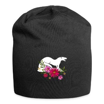 Mangouste aux fleurs - Bonnet en jersey - noir - Devant