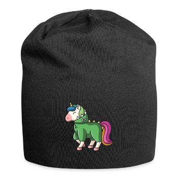 Kawaii unicorn in dino costume kawaii ladies - Jersey Beanie - black - Front