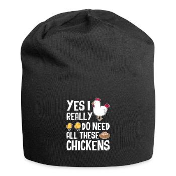 Huhn Hühner - Jersey-Beanie - Schwarz - Vorne