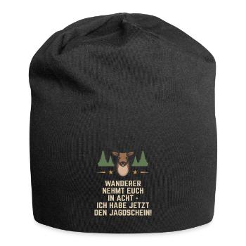Jagdschein bestanden Geschenk für Jäger Jungjäger - Jersey-Beanie - Schwarz - Vorne