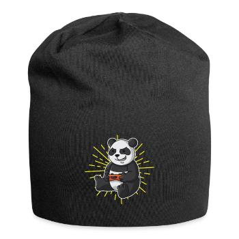 Gamer Panda Nur noch eine Runde Gaming mit Leidens - Jersey-Beanie - Schwarz - Vorne