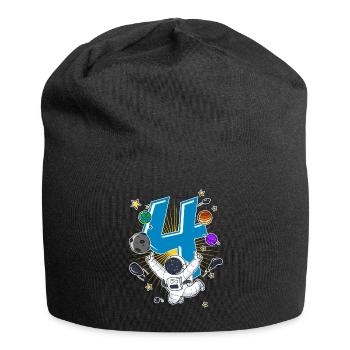 4ème anniversaire astronaute planète fusée vaisseau spatial - Bonnet en jersey - noir - Devant