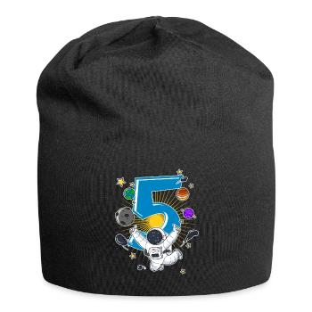 5ème anniversaire astronaute planète fusée vaisseau spatial - Bonnet en jersey - noir - Devant