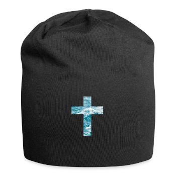 Living Water Christian Cross - Jersey-Beanie - Schwarz - Vorne