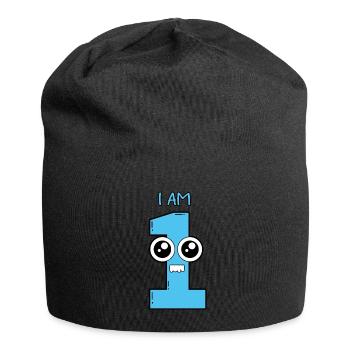 I am 1 - baby child birthday gift - Jersey Beanie - black - Front