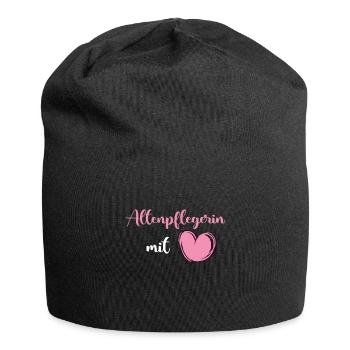 Altenpflegerin mit Herz - Jersey-Beanie - Schwarz - Vorne