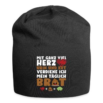 Mit ganz viel Herz Urin und Kot - Jersey-Beanie - Schwarz - Vorne