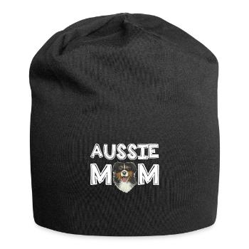 Aussie Mom Australian Shepherd Mom Gift - Jersey Beanie - black - Front