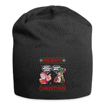 Happy Birthday Jesus Ugly Christmas Fun Funny - Jersey Beanie - black - Front