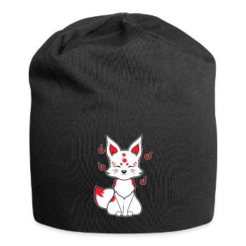 Japanischer Fuchs Kitsune Kami Inari Kawaii Maske - Jersey-Beanie - Schwarz - Vorne