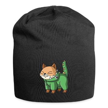 Kawaii cat in dinosaur costume. Sweet Japanese - Jersey Beanie - black - Front