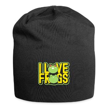 I love frog toad tadpole quak amphibian animal - Jersey Beanie - black - Front