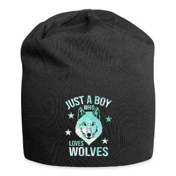 Nur ein Junge, der Wölfe liebt - Jersey-Beanie - Schwarz - Vorne