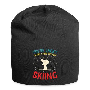 You're lucky skiing - skier saying - Jersey Beanie - black - Front