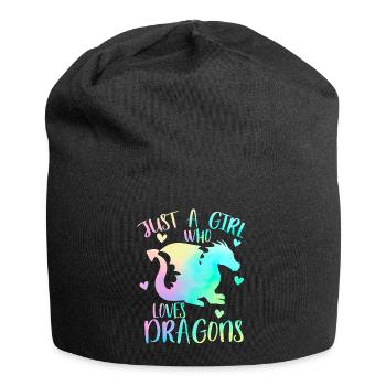 Nur ein Mädchen, das Drachen liebt - Jersey-Beanie - Schwarz - Vorne
