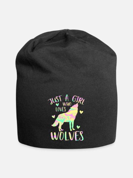 Just a girl who loves wolves - Jersey Beanie - black