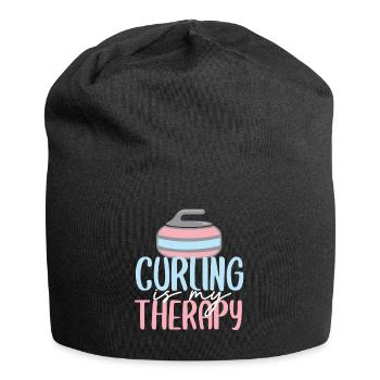 curling sports d'hiver cadeau de sports de glace - Bonnet en jersey - noir - Devant