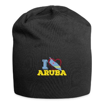 I Love Aruba design Flag Map Souvenir Gift - Jersey Beanie - black - Front