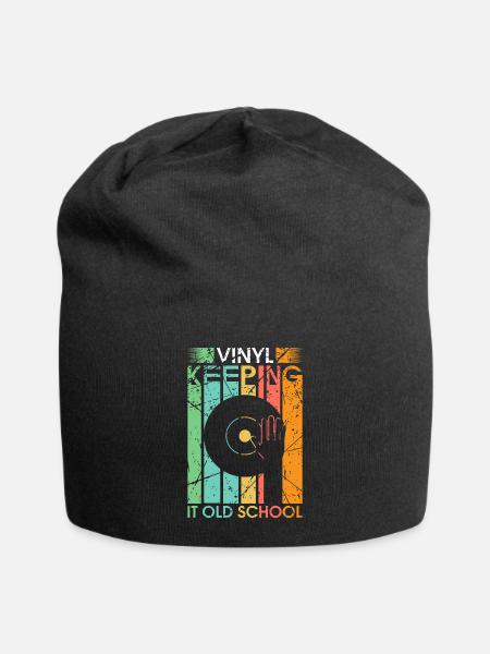 Platine vinyle old school disques vinyle DJ - Bonnet en jersey - noir