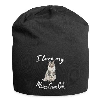 Maine Coon cat kitten Mainecoon cat motif - Jersey Beanie - black - Front