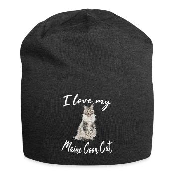 Maine Coon Katze kitten Mainecoon Katzenmotiv - Jersey-Beanie - Anthrazit - Vorne