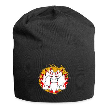 Kitsune Kami Inari Kawaii Maske Japanischer Fuchs - Jersey-Beanie - Schwarz - Vorne
