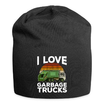 I Love Garbage Trucks graphic Kids Toddler City - Jersey Beanie - black - Front