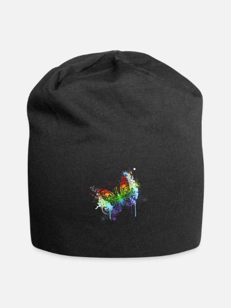 Papillon arc-en-ciel - Bonnet en jersey - noir